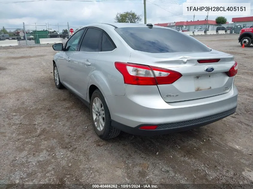 2012 Ford Focus Sel VIN: 1FAHP3H28CL405151 Lot: 40466262