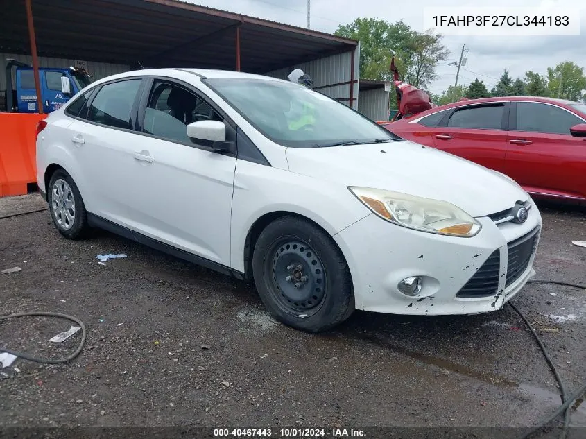 2012 Ford Focus Se VIN: 1FAHP3F27CL344183 Lot: 40467443