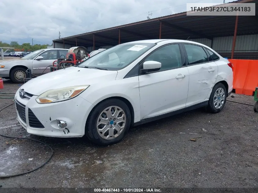 2012 Ford Focus Se VIN: 1FAHP3F27CL344183 Lot: 40467443