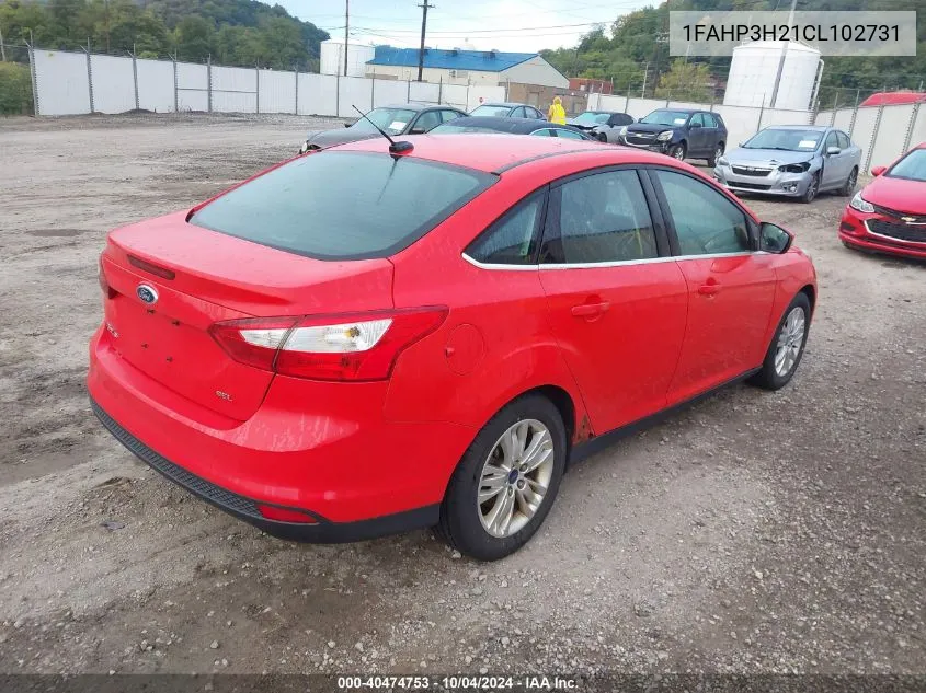 2012 Ford Focus Sel VIN: 1FAHP3H21CL102731 Lot: 40474753