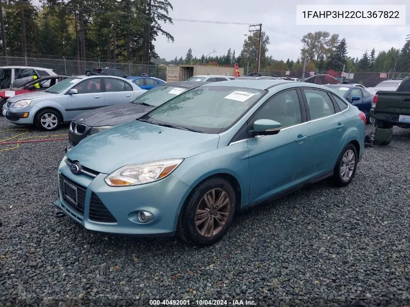 2012 Ford Focus Sel VIN: 1FAHP3H22CL367822 Lot: 40492001