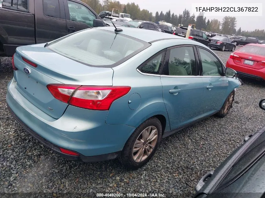 2012 Ford Focus Sel VIN: 1FAHP3H22CL367822 Lot: 40492001