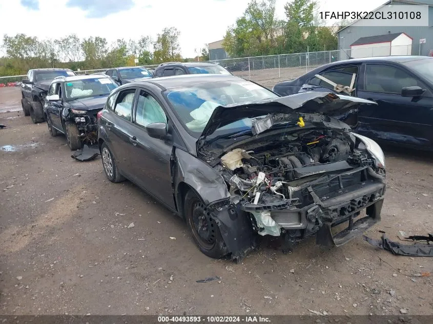 2012 Ford Focus Se VIN: 1FAHP3K22CL310108 Lot: 40493593