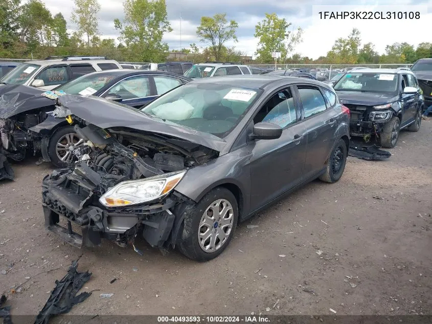 2012 Ford Focus Se VIN: 1FAHP3K22CL310108 Lot: 40493593