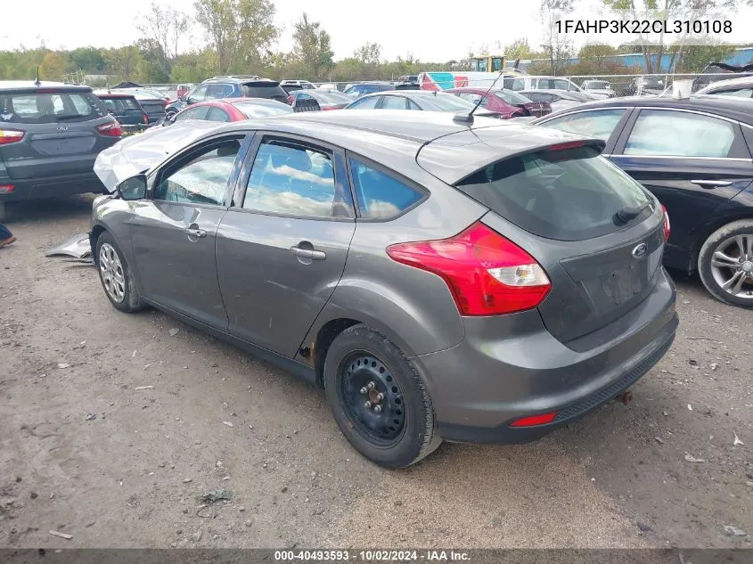 2012 Ford Focus Se VIN: 1FAHP3K22CL310108 Lot: 40493593