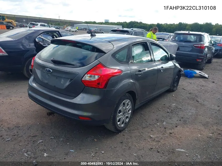 2012 Ford Focus Se VIN: 1FAHP3K22CL310108 Lot: 40493593