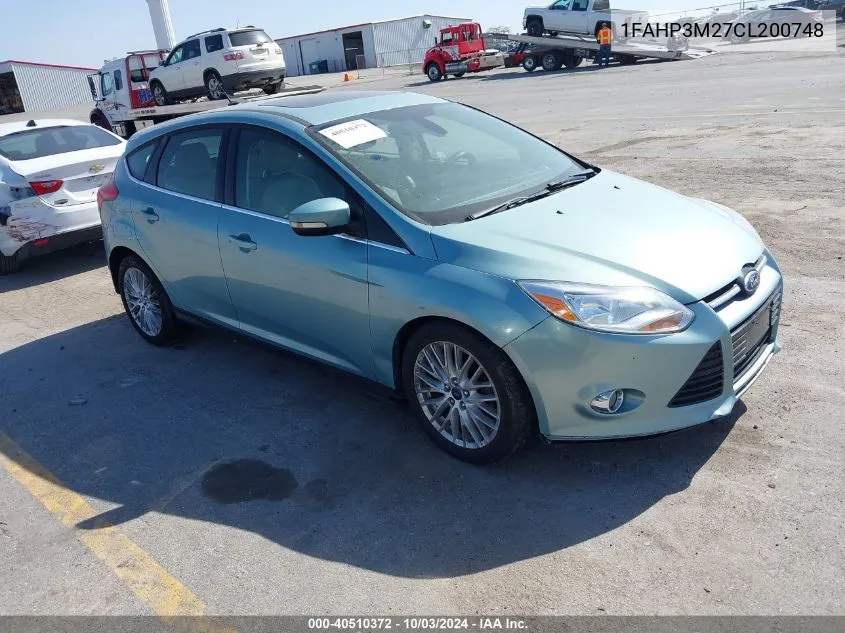 2012 Ford Focus Sel VIN: 1FAHP3M27CL200748 Lot: 40510372