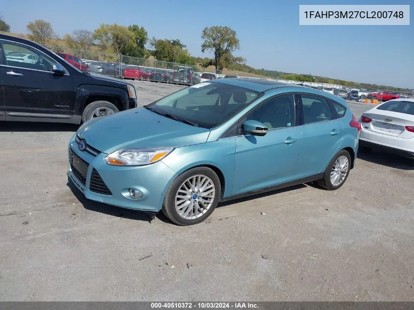 2012 Ford Focus Sel VIN: 1FAHP3M27CL200748 Lot: 40510372