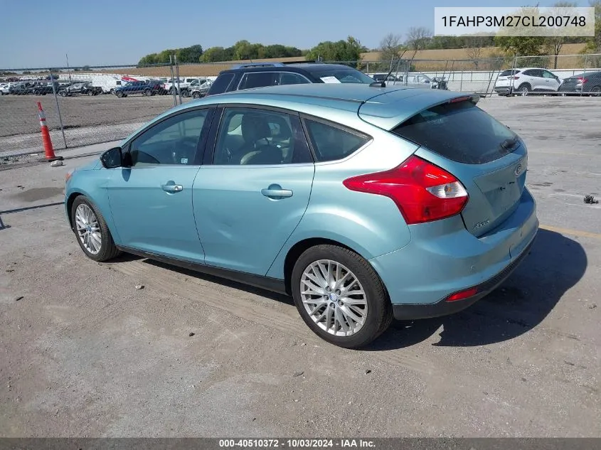 2012 Ford Focus Sel VIN: 1FAHP3M27CL200748 Lot: 40510372