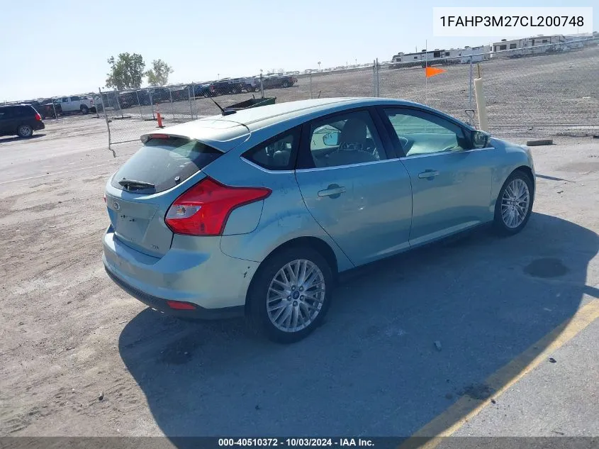 2012 Ford Focus Sel VIN: 1FAHP3M27CL200748 Lot: 40510372