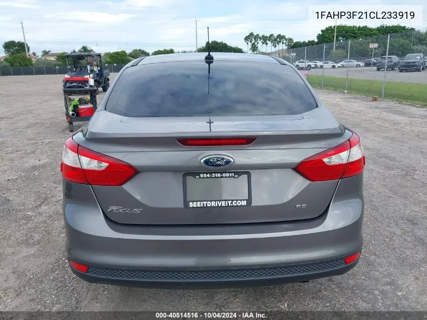 2012 Ford Focus Se VIN: 1FAHP3F21CL233919 Lot: 40514516