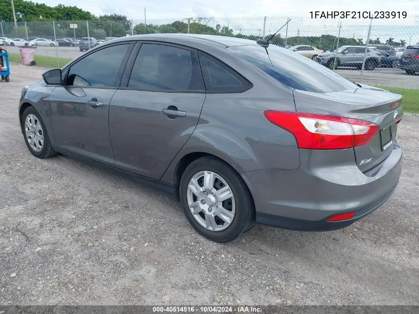 2012 Ford Focus Se VIN: 1FAHP3F21CL233919 Lot: 40514516