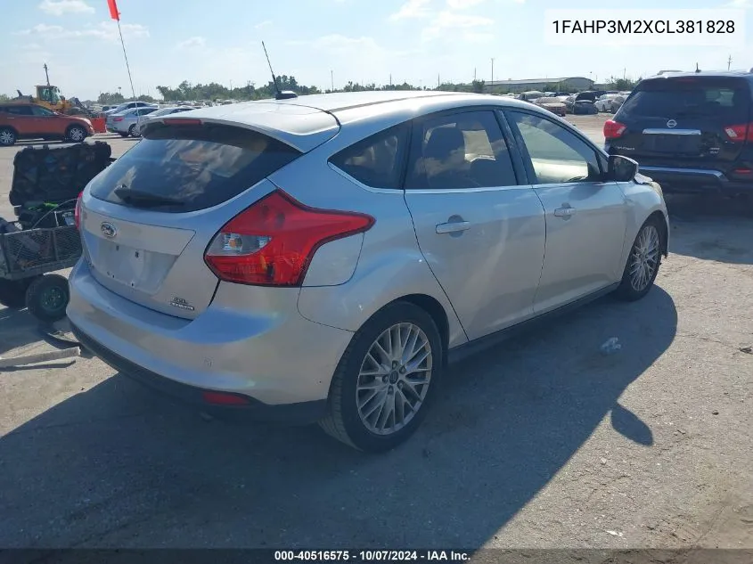 2012 Ford Focus Sel VIN: 1FAHP3M2XCL381828 Lot: 40516575