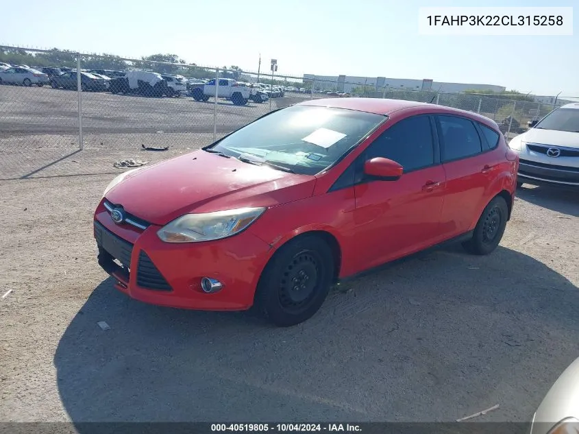 2012 Ford Focus Se VIN: 1FAHP3K22CL315258 Lot: 40519805