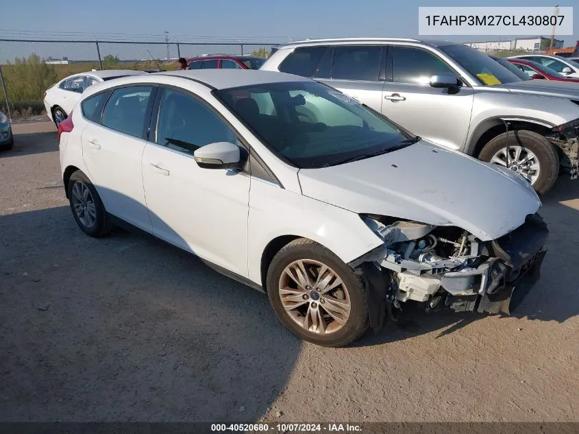 2012 Ford Focus Sel VIN: 1FAHP3M27CL430807 Lot: 40520680