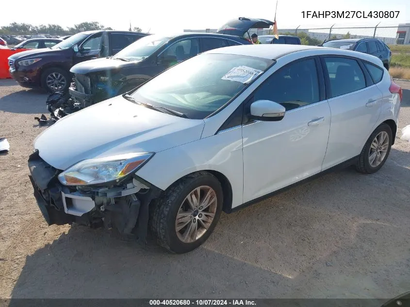 2012 Ford Focus Sel VIN: 1FAHP3M27CL430807 Lot: 40520680