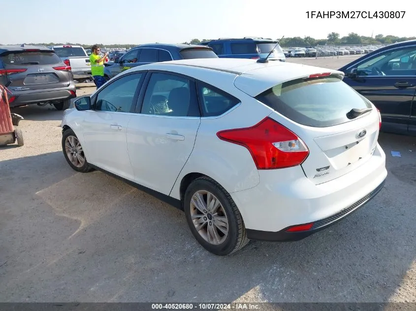 2012 Ford Focus Sel VIN: 1FAHP3M27CL430807 Lot: 40520680