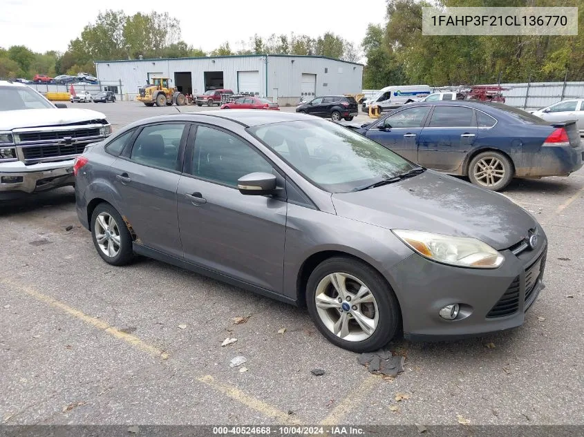 2012 Ford Focus Se VIN: 1FAHP3F21CL136770 Lot: 40524668