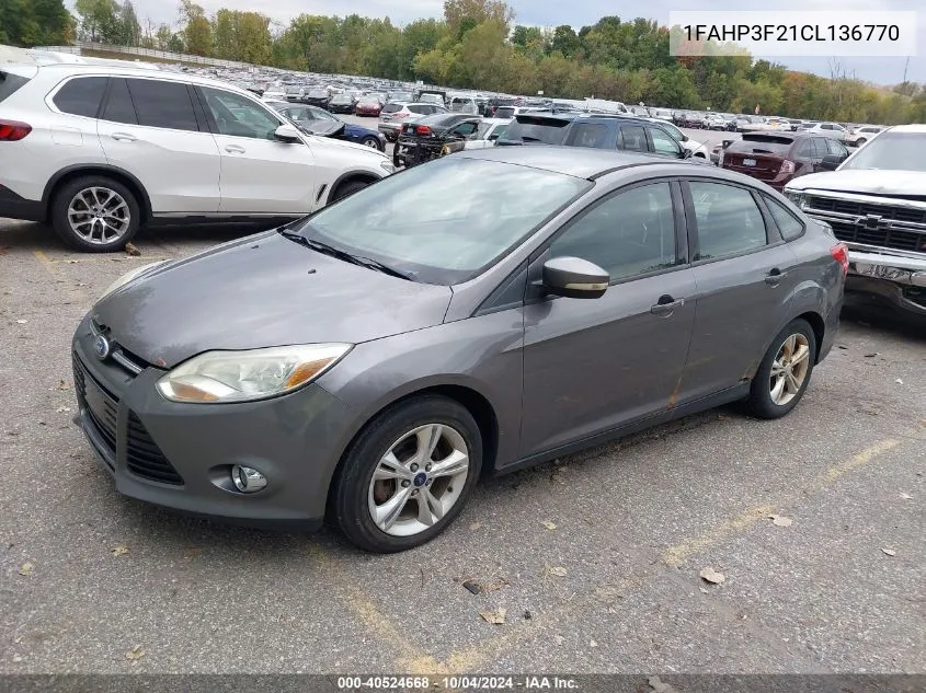 2012 Ford Focus Se VIN: 1FAHP3F21CL136770 Lot: 40524668