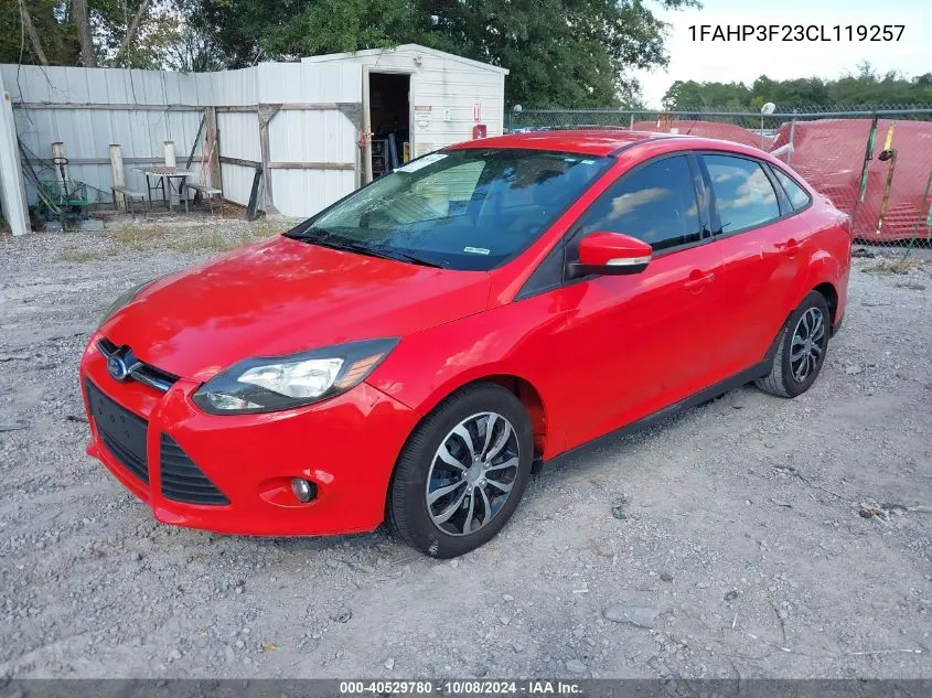 2012 Ford Focus Se VIN: 1FAHP3F23CL119257 Lot: 40529780