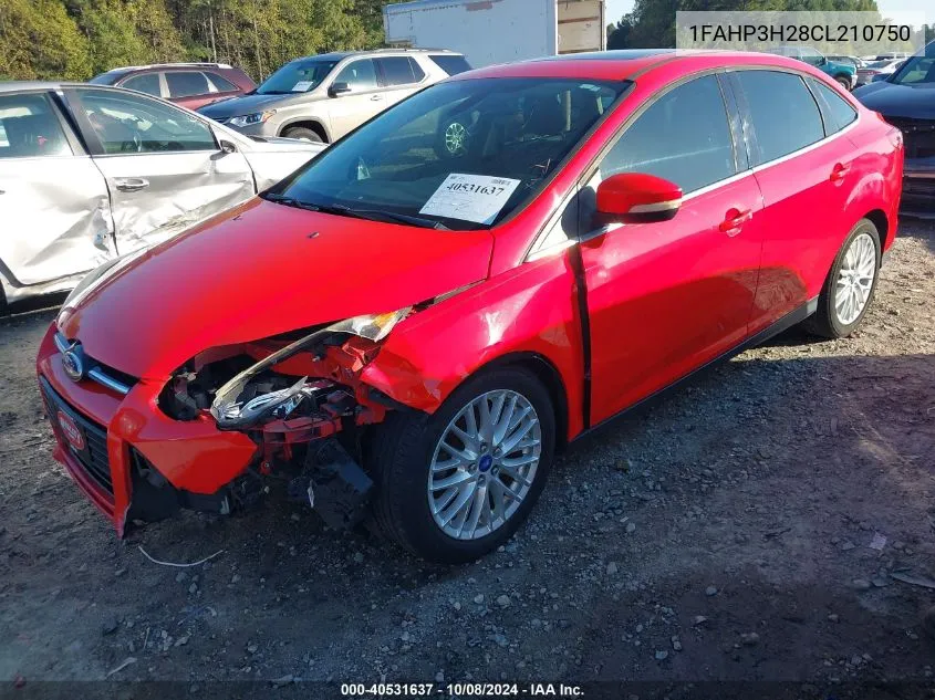 2012 Ford Focus Sel VIN: 1FAHP3H28CL210750 Lot: 40531637