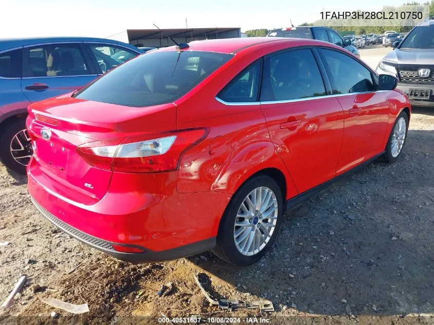 2012 Ford Focus Sel VIN: 1FAHP3H28CL210750 Lot: 40531637