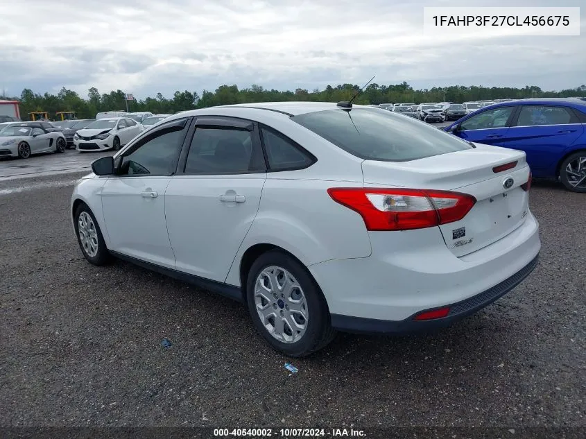 2012 Ford Focus Se VIN: 1FAHP3F27CL456675 Lot: 40540002