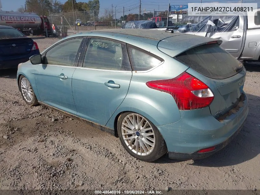 2012 Ford Focus Sel VIN: 1FAHP3M27CL408211 Lot: 40540816