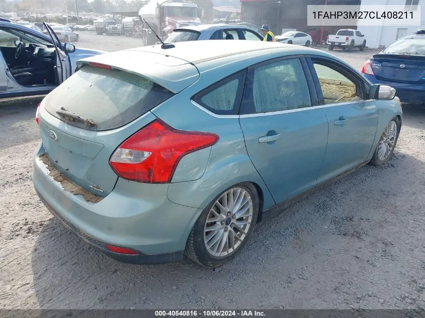 2012 Ford Focus Sel VIN: 1FAHP3M27CL408211 Lot: 40540816