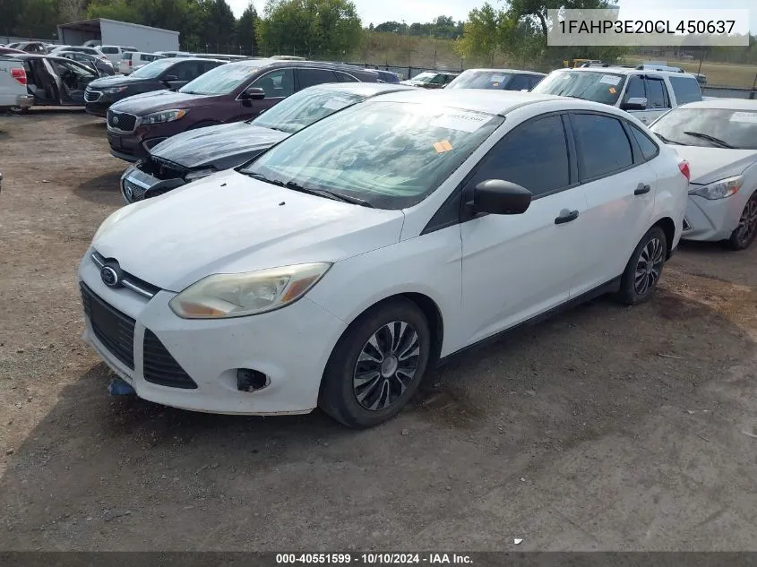 2012 Ford Focus S VIN: 1FAHP3E20CL450637 Lot: 40551599