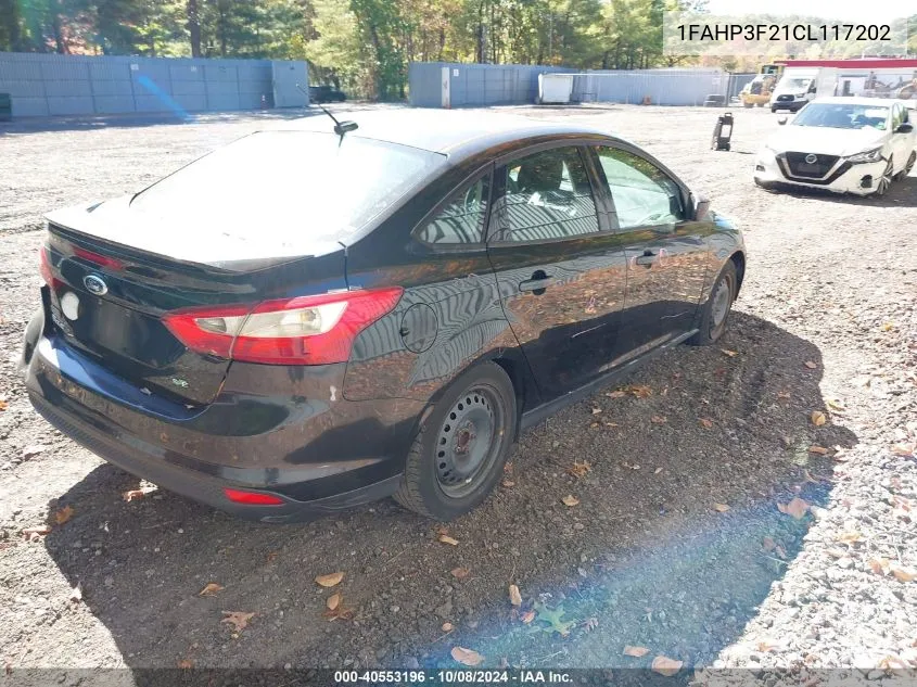 2012 Ford Focus Se VIN: 1FAHP3F21CL117202 Lot: 40553196