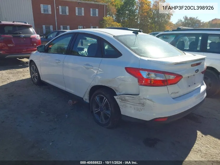 2012 Ford Focus Se VIN: 1FAHP3F20CL398926 Lot: 40558823