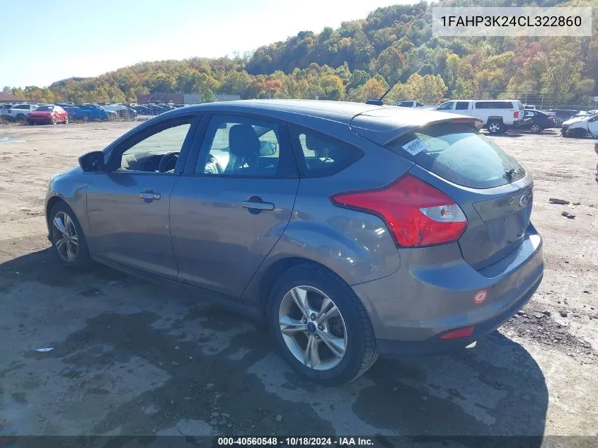 2012 Ford Focus Se VIN: 1FAHP3K24CL322860 Lot: 40560548