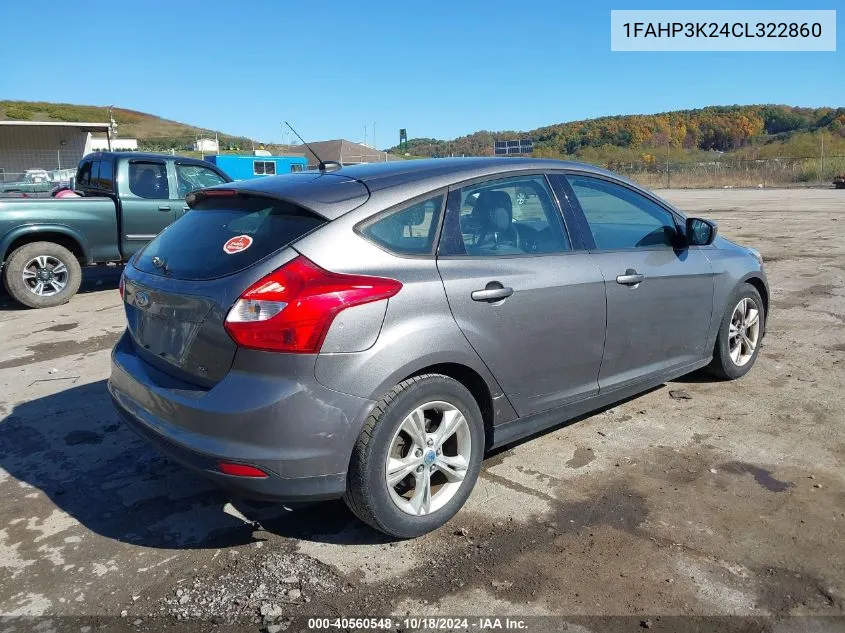 2012 Ford Focus Se VIN: 1FAHP3K24CL322860 Lot: 40560548