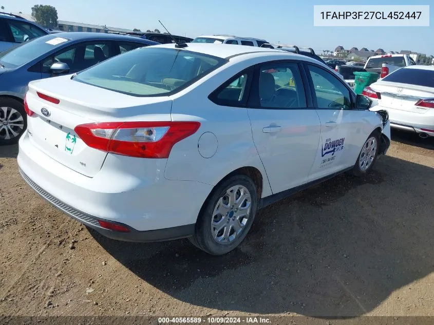 2012 Ford Focus Se VIN: 1FAHP3F27CL452447 Lot: 40565589