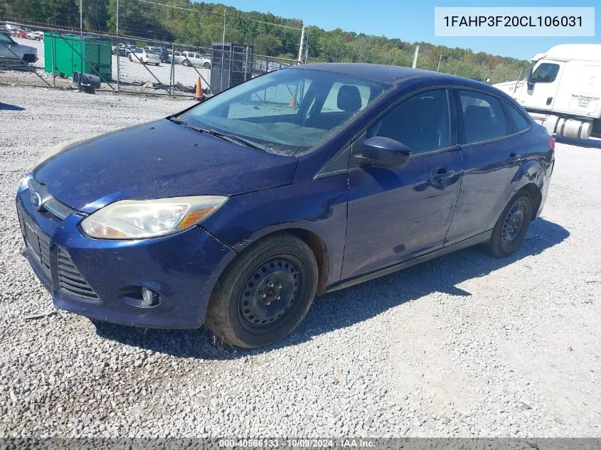 2012 Ford Focus Se VIN: 1FAHP3F20CL106031 Lot: 40566133