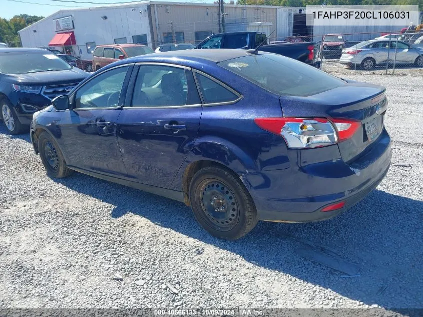 2012 Ford Focus Se VIN: 1FAHP3F20CL106031 Lot: 40566133