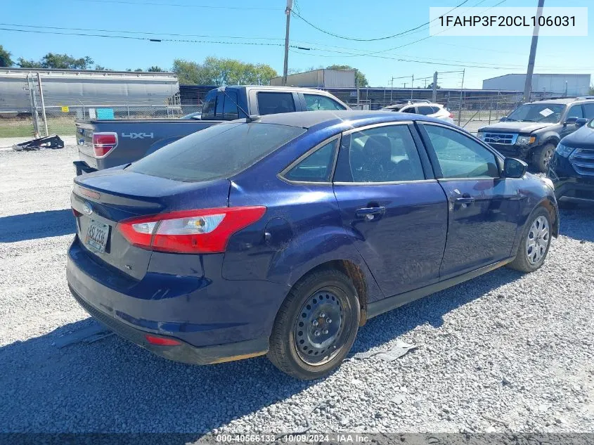 2012 Ford Focus Se VIN: 1FAHP3F20CL106031 Lot: 40566133