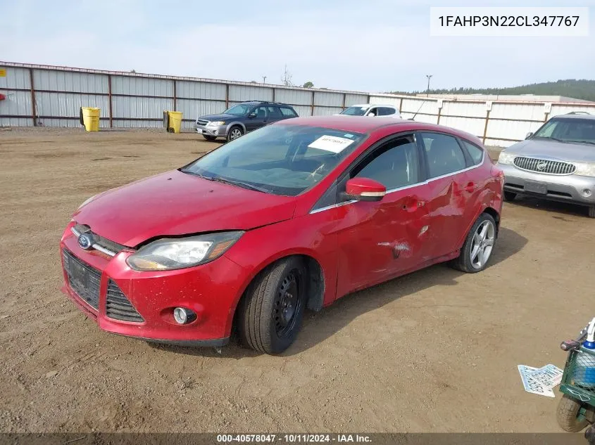 2012 Ford Focus Titanium VIN: 1FAHP3N22CL347767 Lot: 40578047