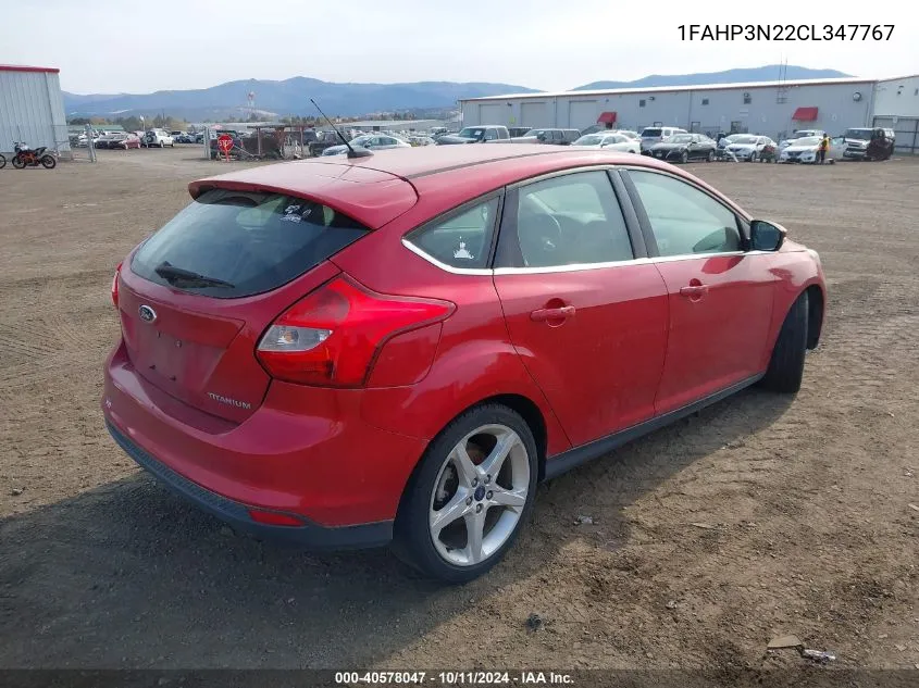 2012 Ford Focus Titanium VIN: 1FAHP3N22CL347767 Lot: 40578047