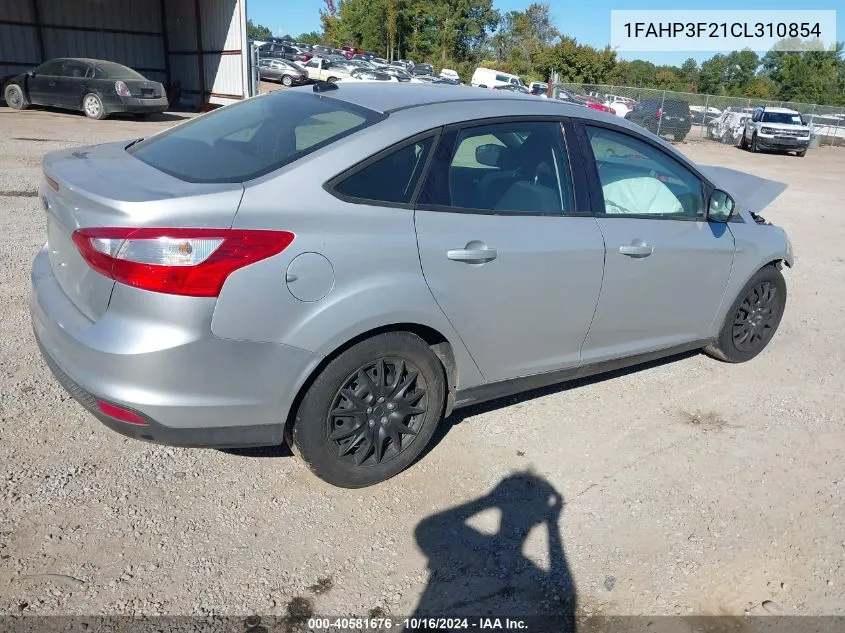 2012 Ford Focus Se VIN: 1FAHP3F21CL310854 Lot: 40581676