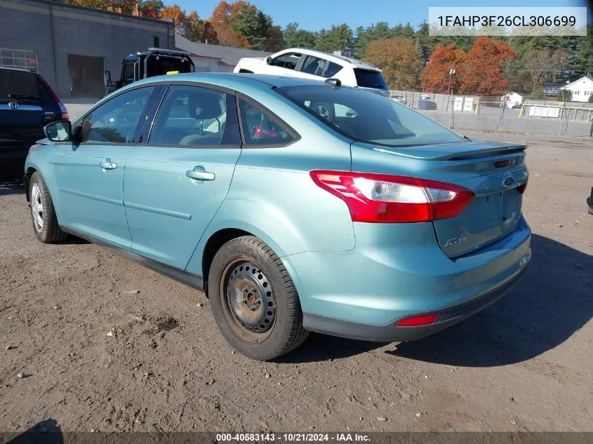 2012 Ford Focus Se VIN: 1FAHP3F26CL306699 Lot: 40583143