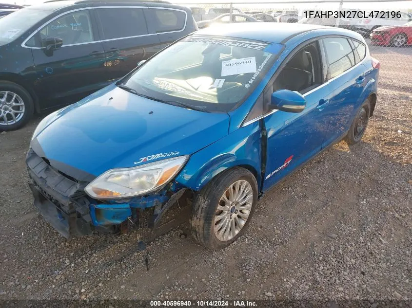 2012 Ford Focus Titanium VIN: 1FAHP3N27CL472196 Lot: 40596940