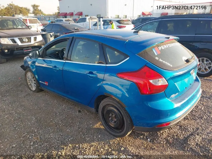 2012 Ford Focus Titanium VIN: 1FAHP3N27CL472196 Lot: 40596940