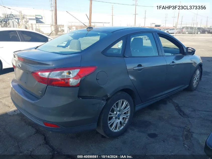 2012 Ford Focus Se VIN: 1FAHP3F23CL373356 Lot: 40598561