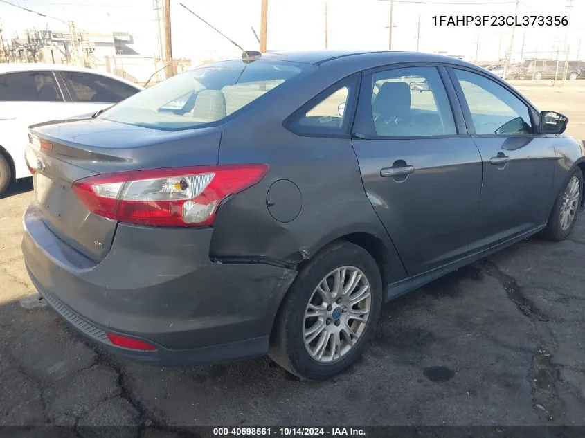 2012 Ford Focus Se VIN: 1FAHP3F23CL373356 Lot: 40598561