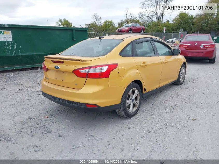 2012 Ford Focus Se VIN: 1FAHP3F29CL101796 Lot: 40598914