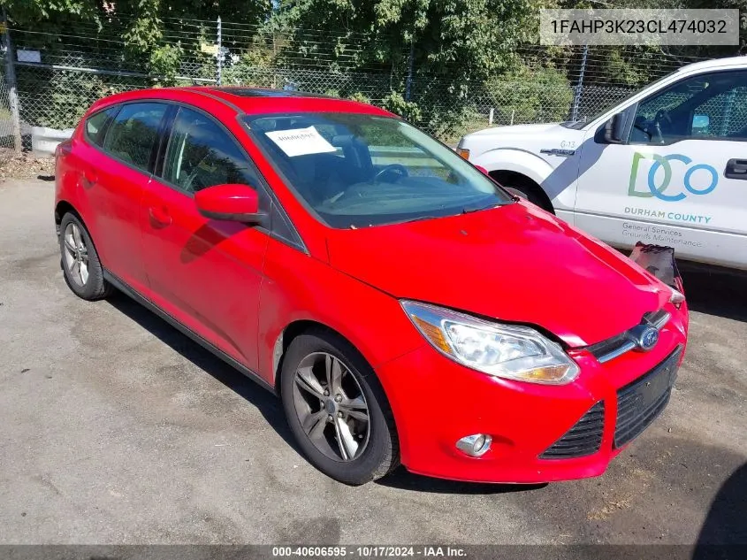 2012 Ford Focus Se VIN: 1FAHP3K23CL474032 Lot: 40606595