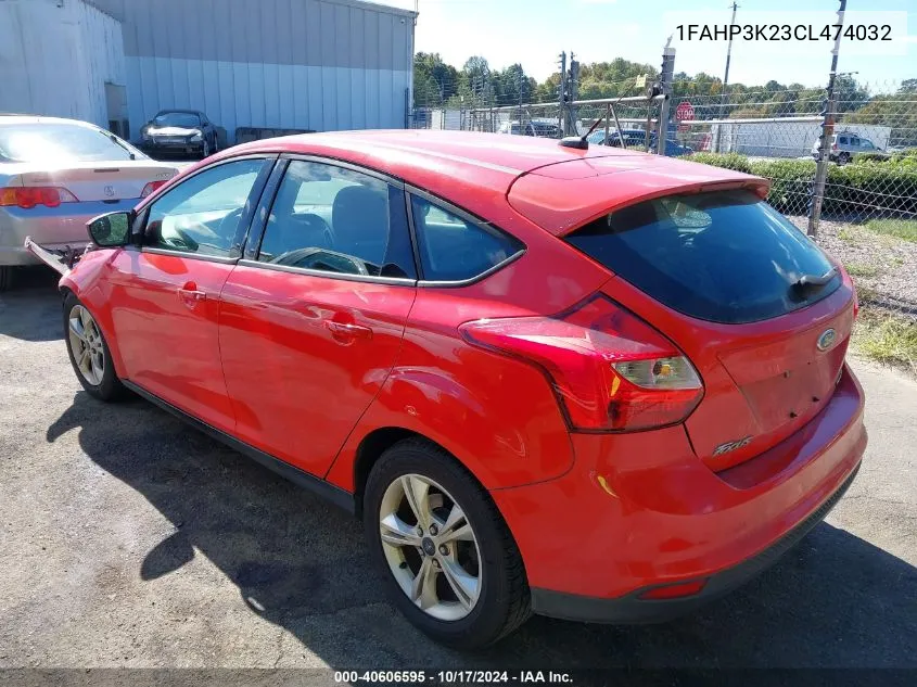 2012 Ford Focus Se VIN: 1FAHP3K23CL474032 Lot: 40606595