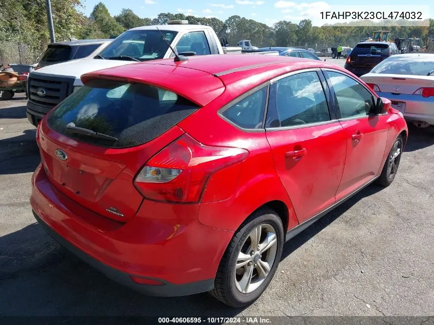 2012 Ford Focus Se VIN: 1FAHP3K23CL474032 Lot: 40606595